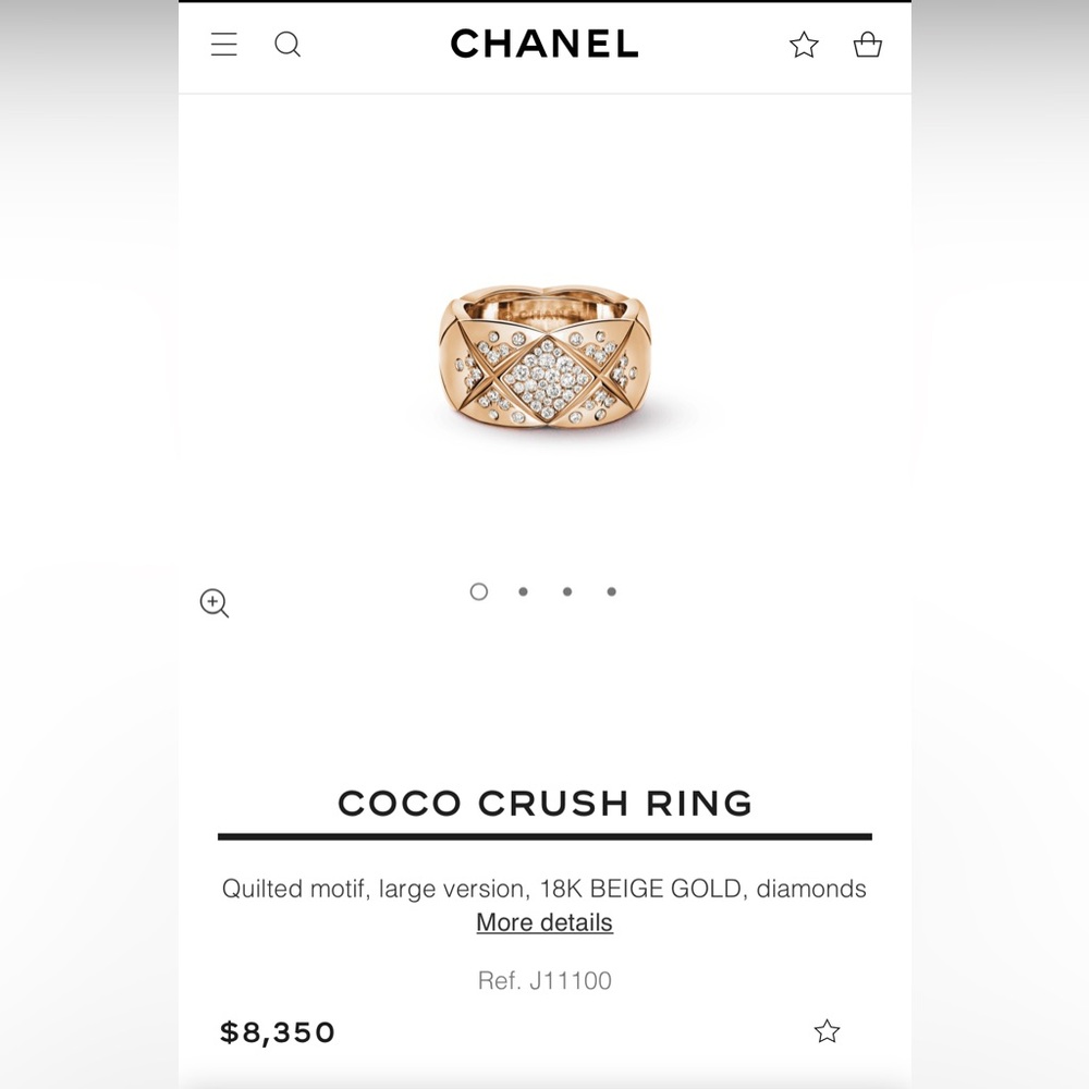 CHANEL Coco Crush 18K Beige Gold Ring